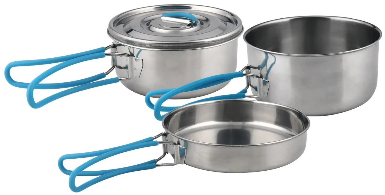 Traverse 3 Piece Stainless Steel Camping Cookset