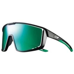 Julbo Fury Reactiv Performance Sunglasses – Shiny Black/Green – Spectron 3 Colour Flash