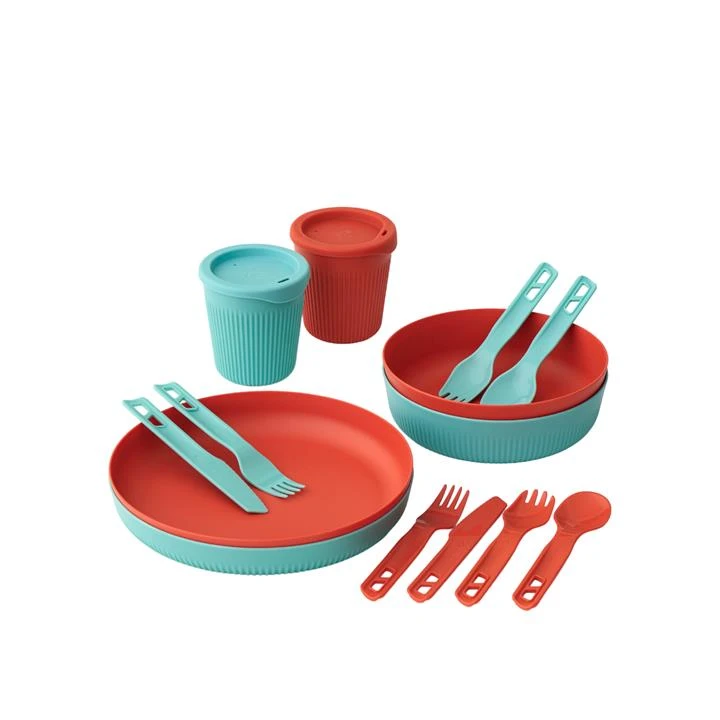 Sea To Summit Passage 14 Piece 2 Person Dinnerware Set β Aqua Sea + Spicy Orange