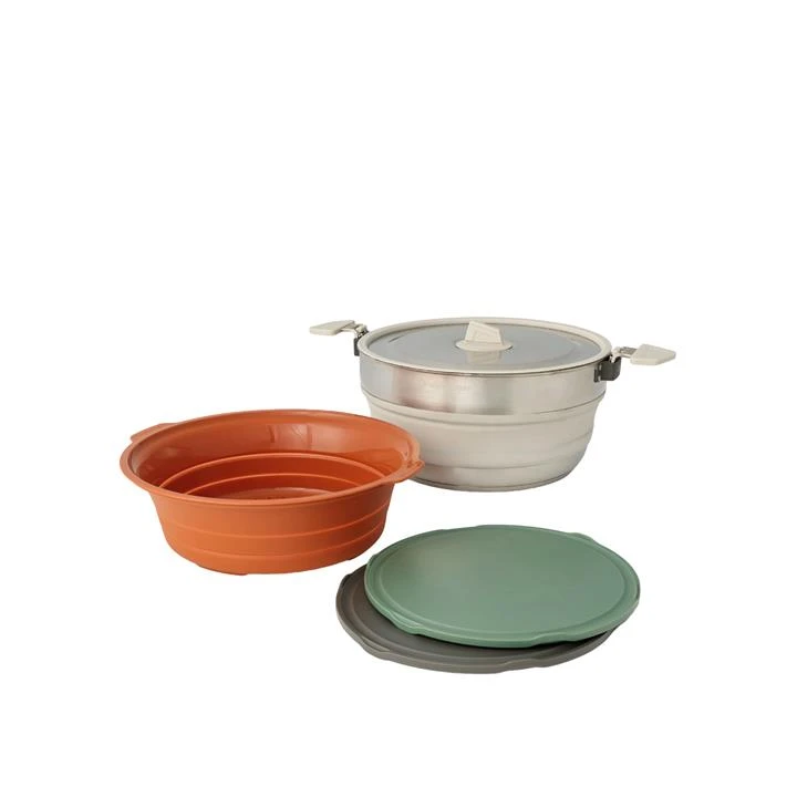 Sea To Summit Detour Essentials 4 Piece Camp Kitchen Kit β 5L Pot Set W/ Colander And Cutting Boards